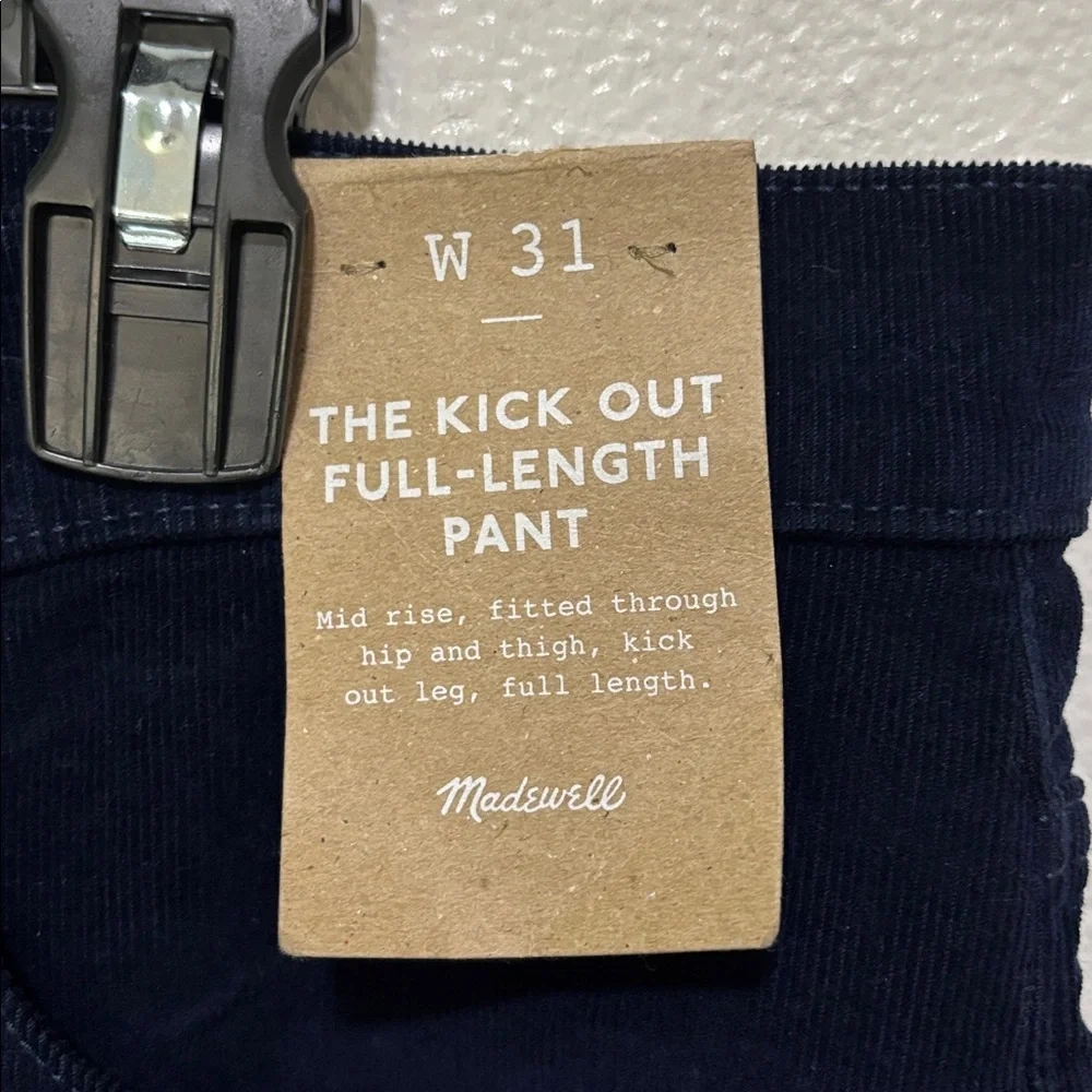 Madewell Women Corduroy Pants Straight Leg Dark Blue Kick out Sz 31 New Midrise - Picture 10 of 14